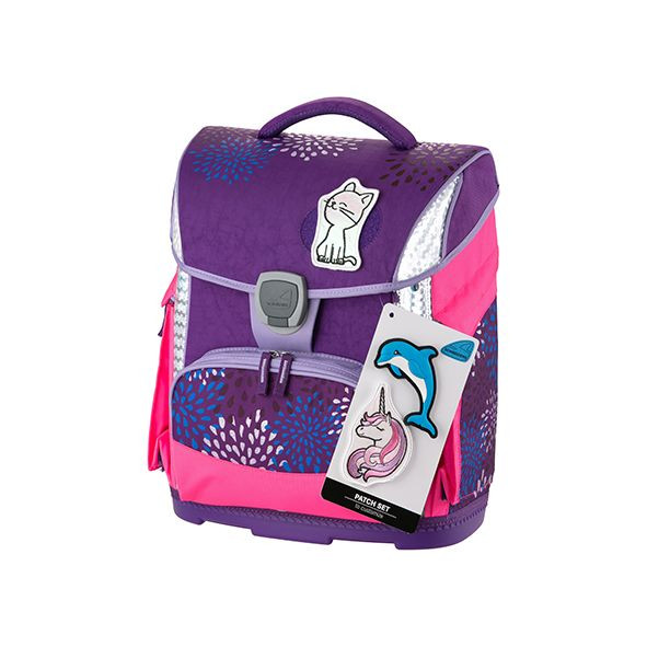 Set ghiozdan ergonomic, geanta pentru carti, etui si sac de sport, mesh, KidClix, violet - imagine 5
